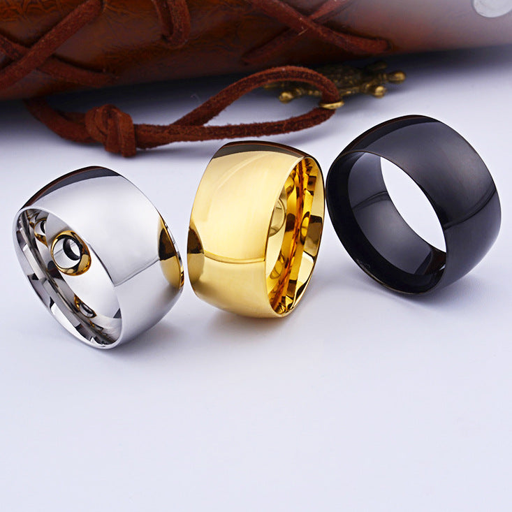 Cross-Border European Titanium Steel Ring for Men Large Finger