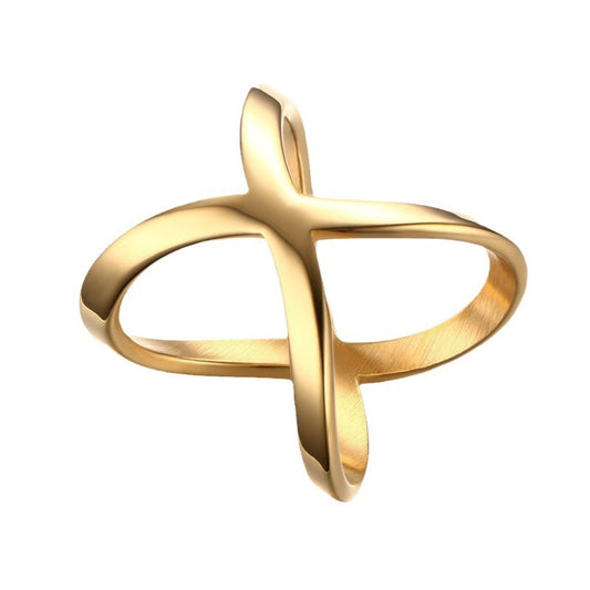 New Jewelry Electroplated Gold Titanium Steel Ring Wholesale