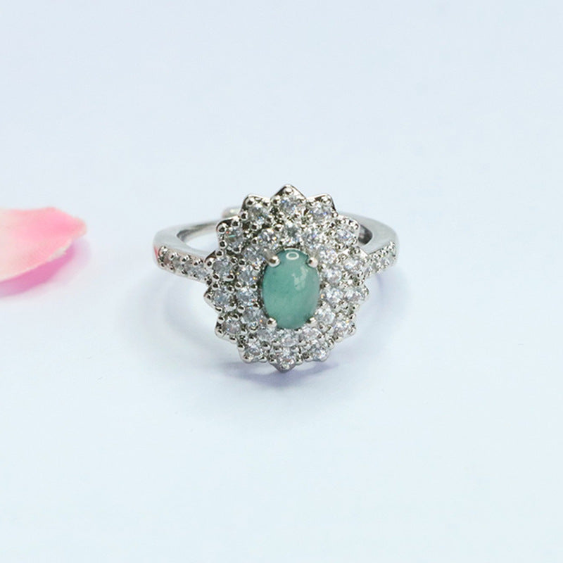 Blue-Water Jadeite Woven Light Ring