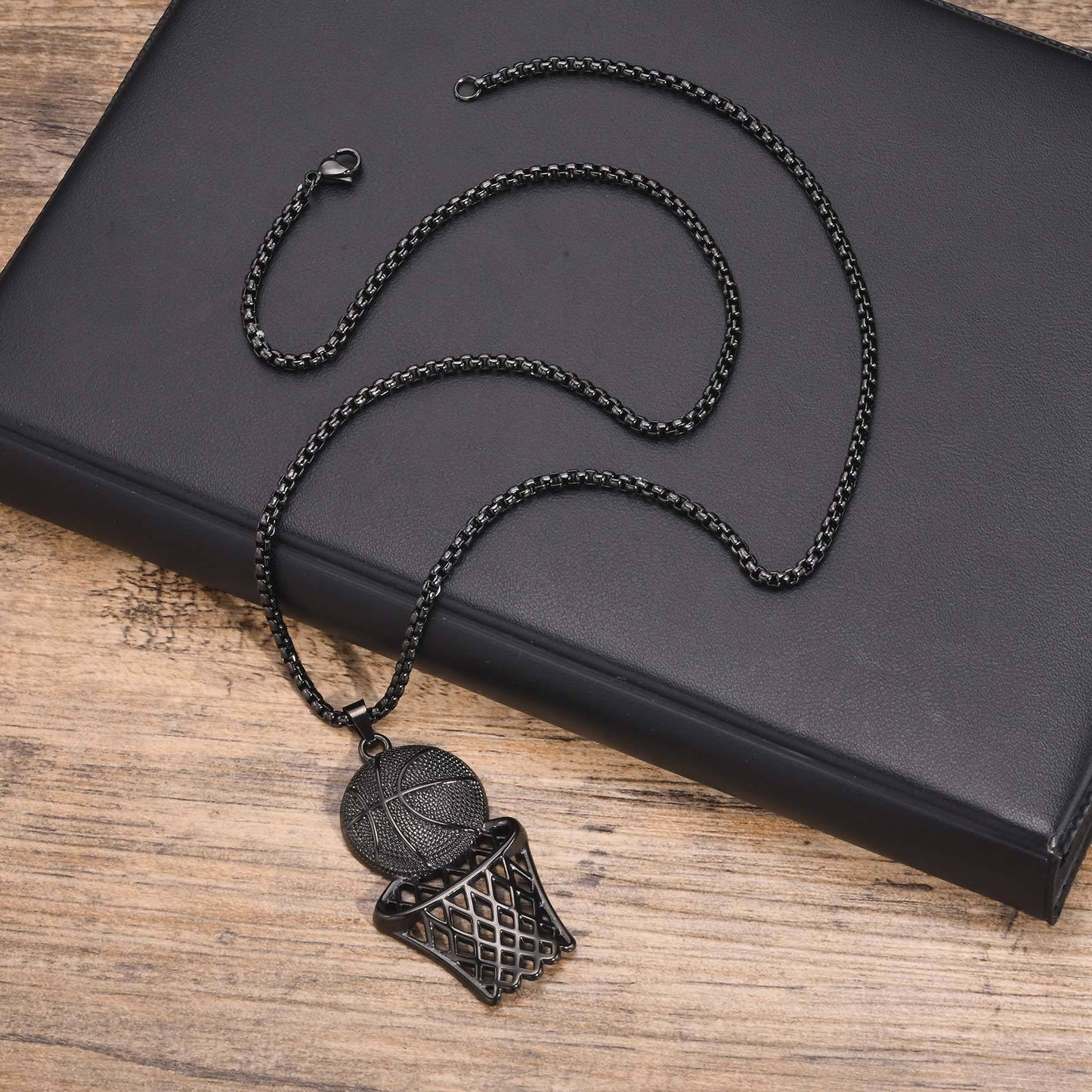 Men's Accessories Stainless Steel Basketball Frame Pendant Necklace