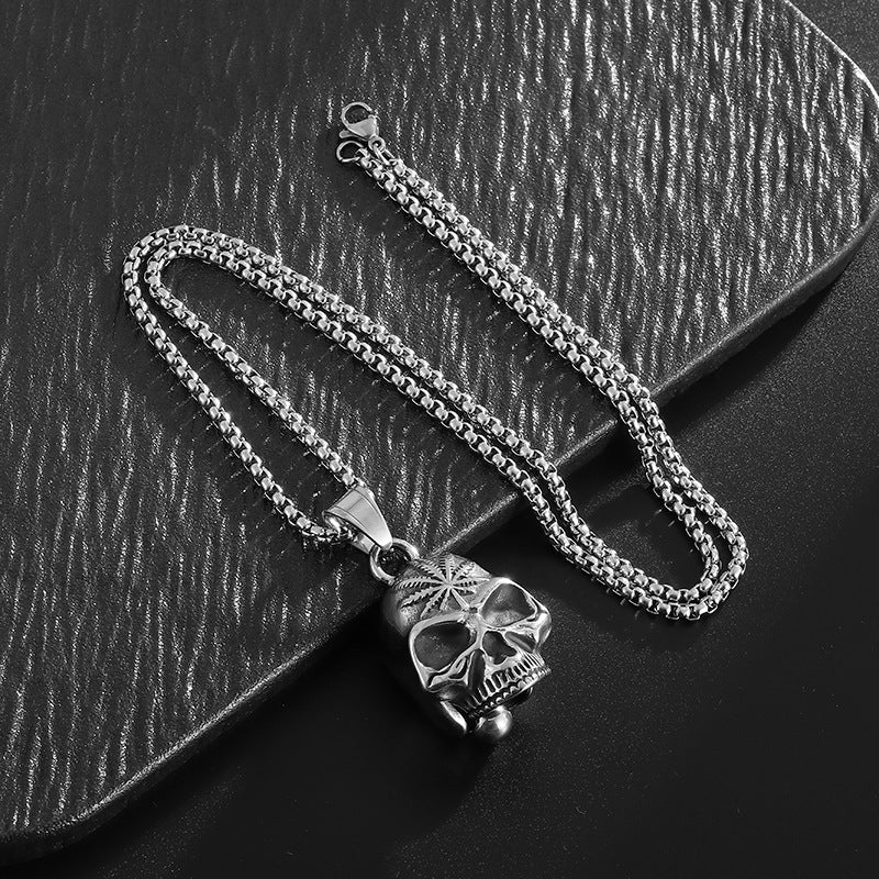 Vintage Skull Maple Leaf Stainless Steel Jewelry