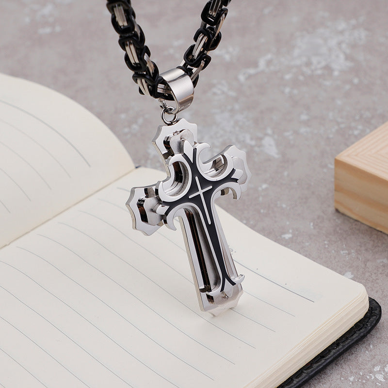 Planderful Men Cross Pendant Necklace Titanium Durable