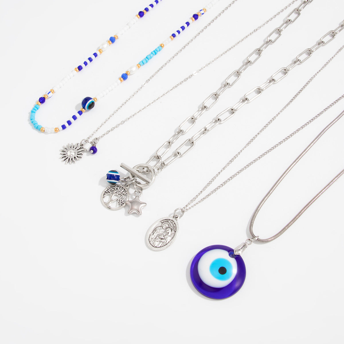 Evil Eye & Tree of Life Layered Necklace