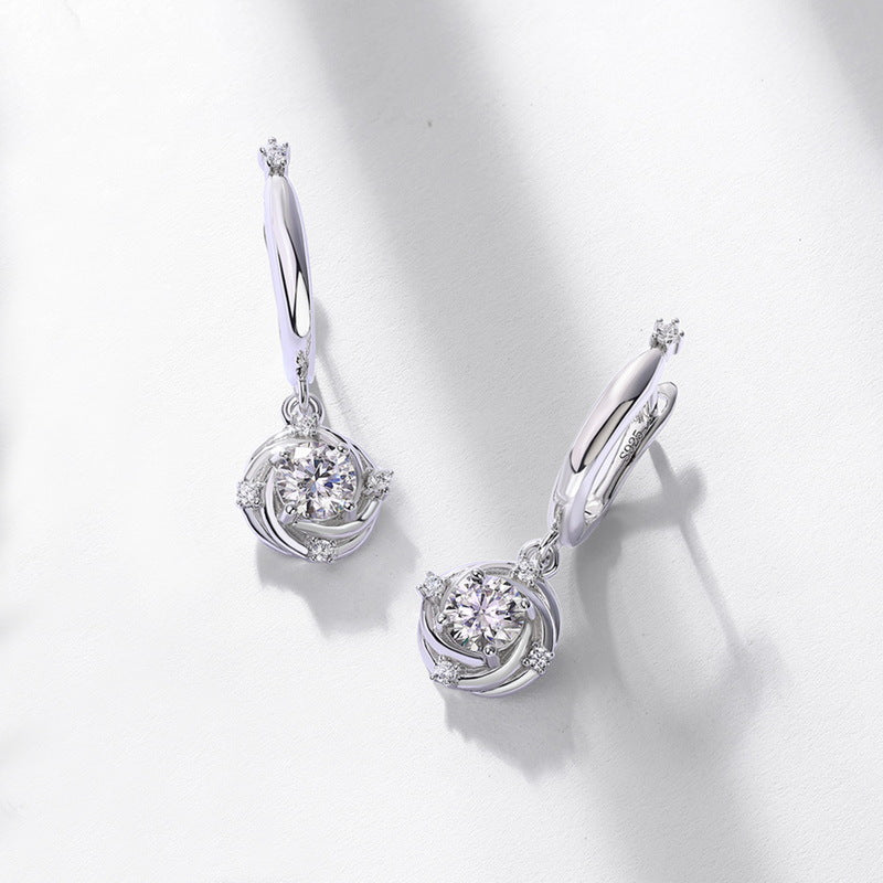 S925 Sterling Silver Moissanite Flower 5 × 5 mm Stud Earrings