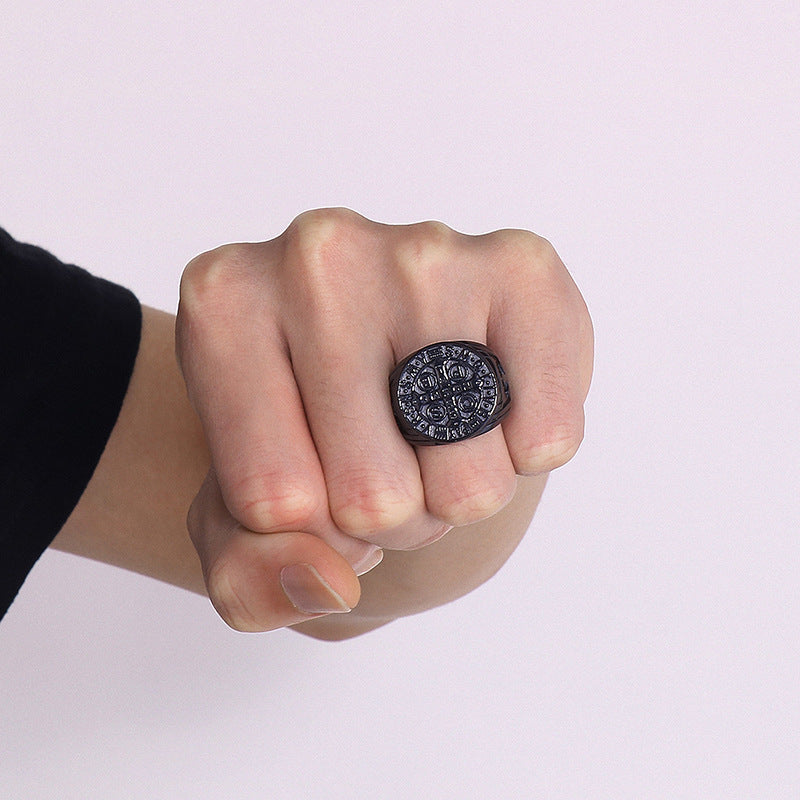 Planderful Viking Rune Ring Titanium Steel For Men Jewelry