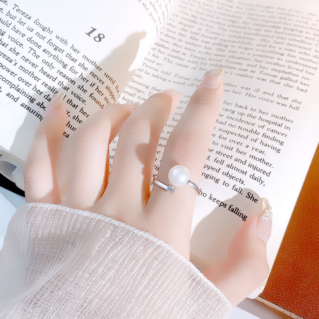 S925 Sterling Silver Freshwater Pearl Ring — Adjustable