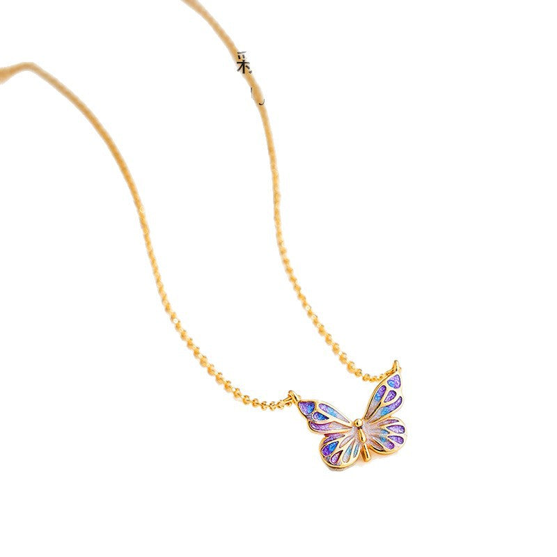 Enamel Gradient Butterfly Necklace