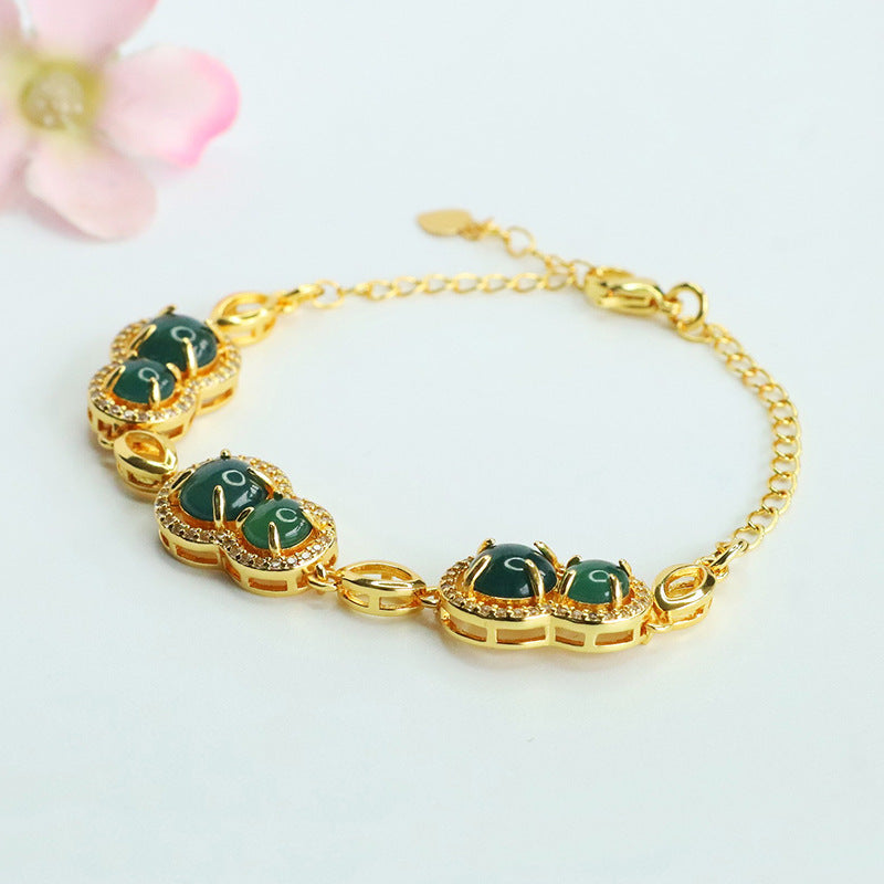 Blue Water Jadeite Gourd 6~8 mm Bracelet