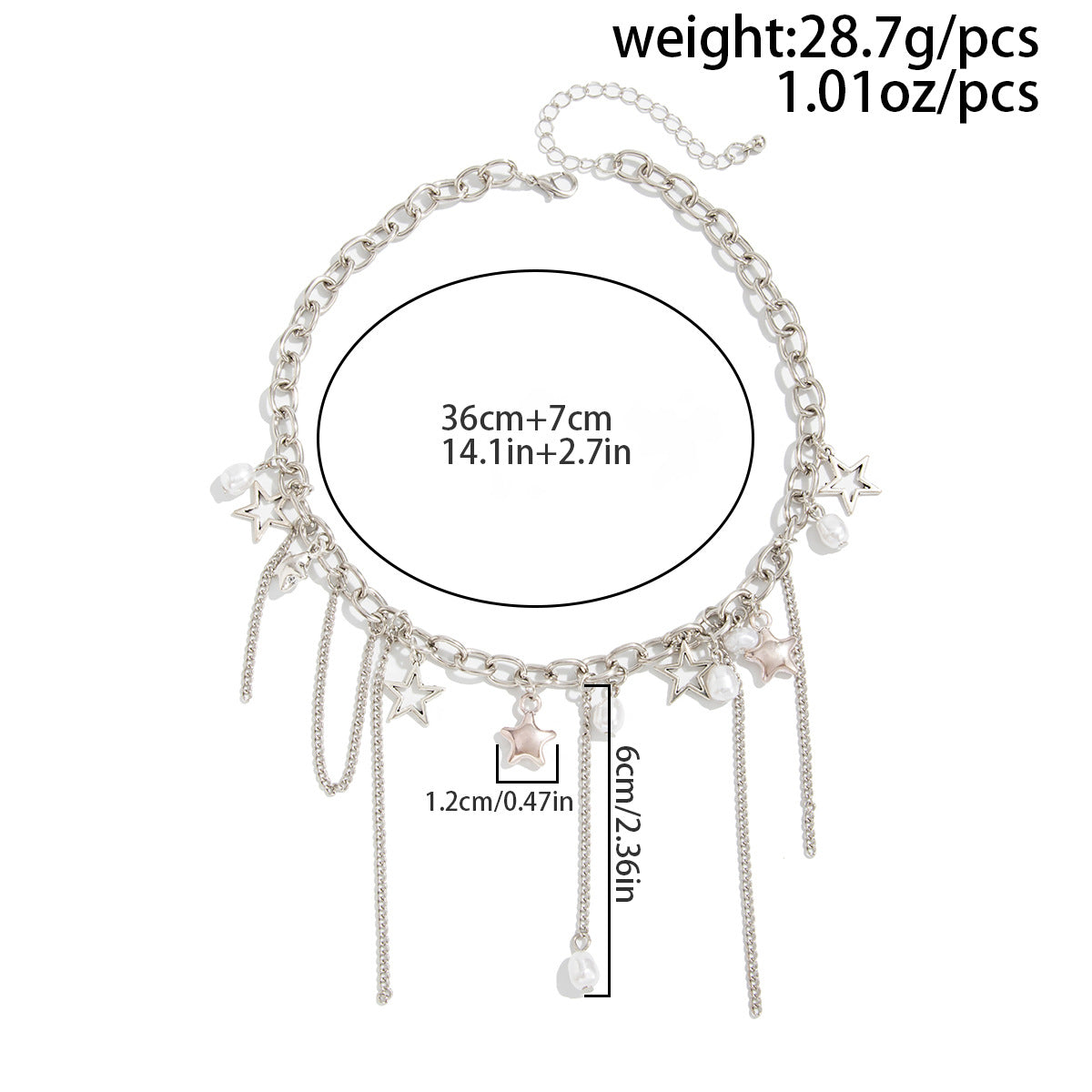 Pearl-Style Star & Cross Wrap Necklace