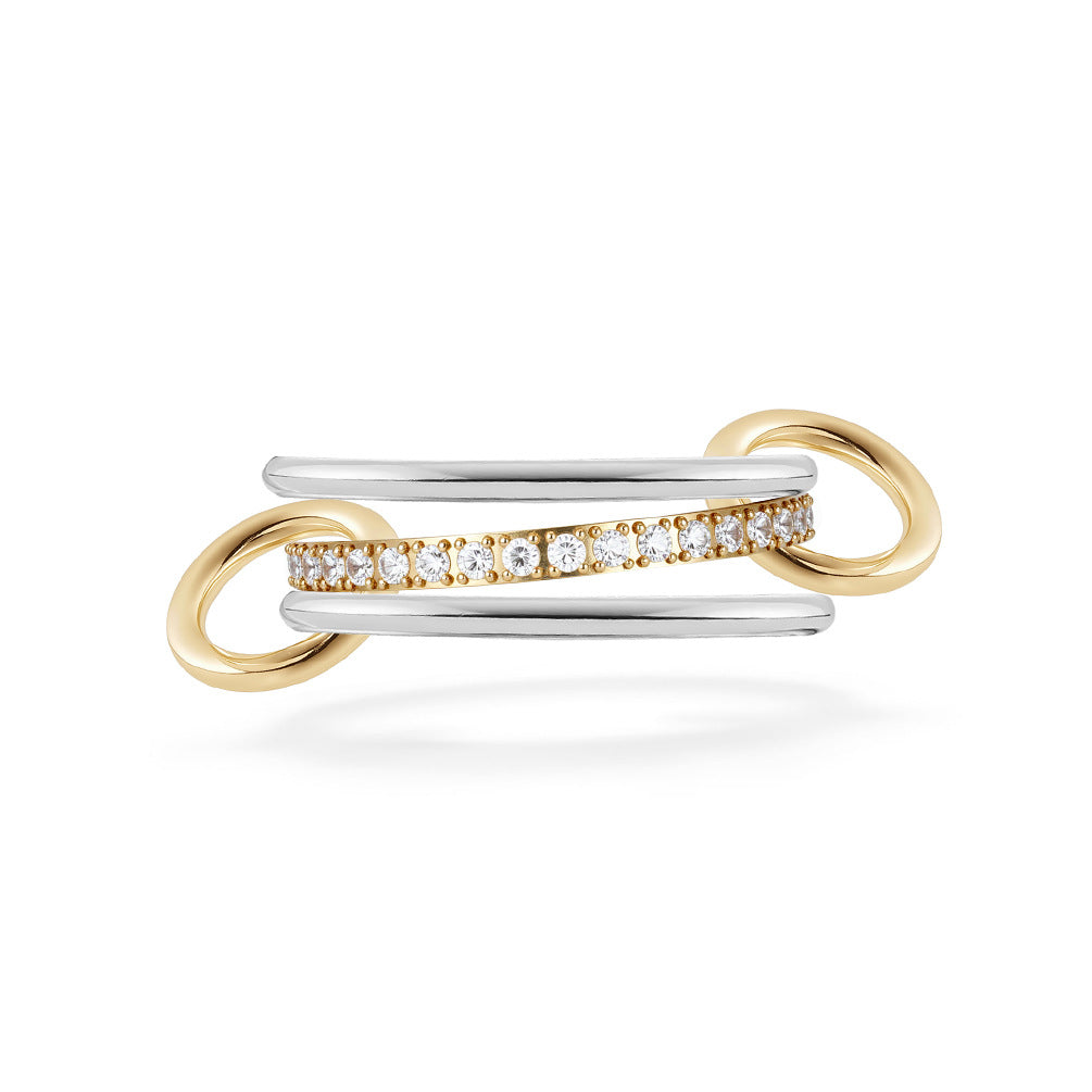Planderful Everyday Genie Three Layer Stacking Ring With Zircon Light Luxury For Women
