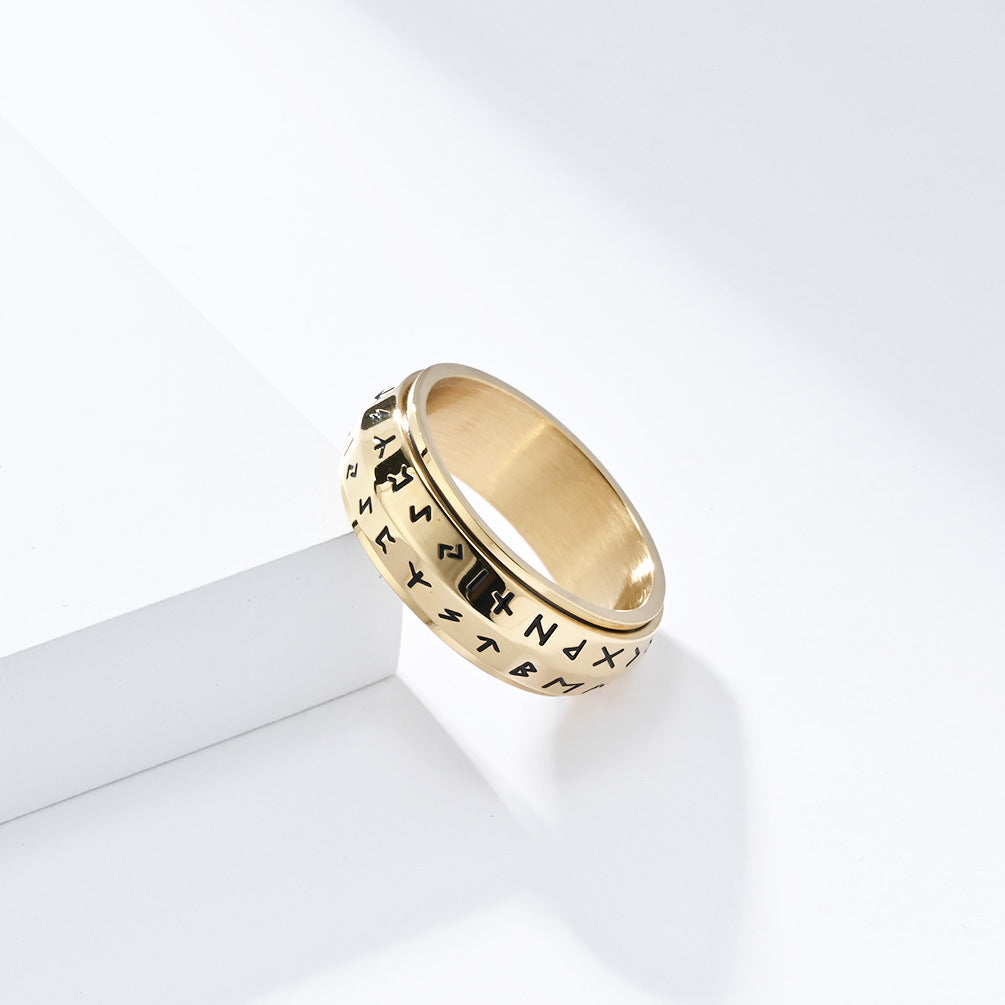 Nordic Viking Rotatable Titanium Steel Ring for Men