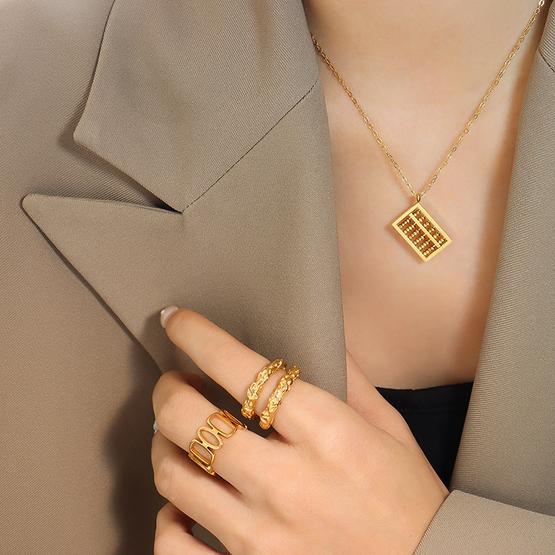 Medieval Inspired Personalized Abacus Pendant Necklace with Collarbone Chain