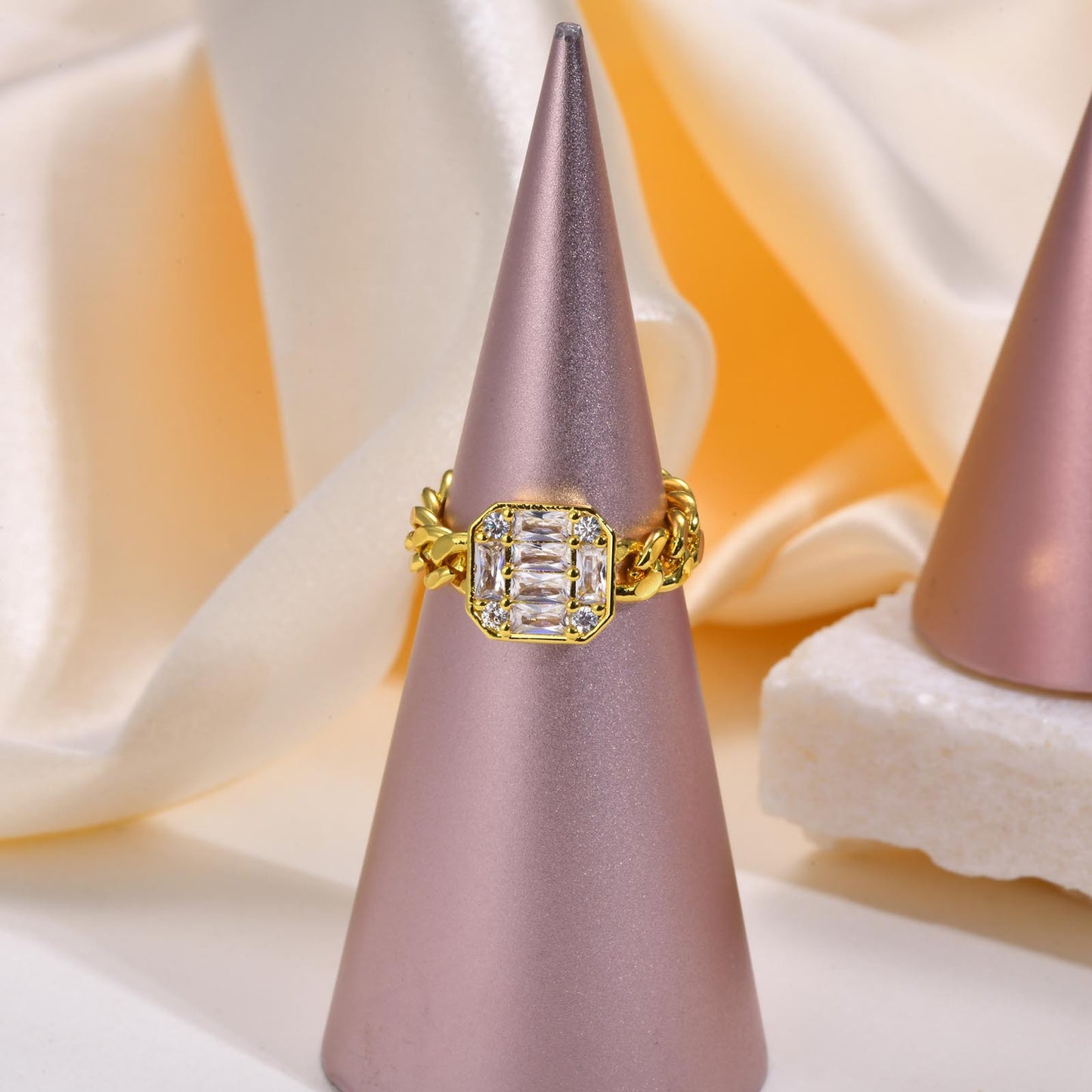 Zircon Chain Ring Gold Women's Fashion Ring Accessories Wholesale