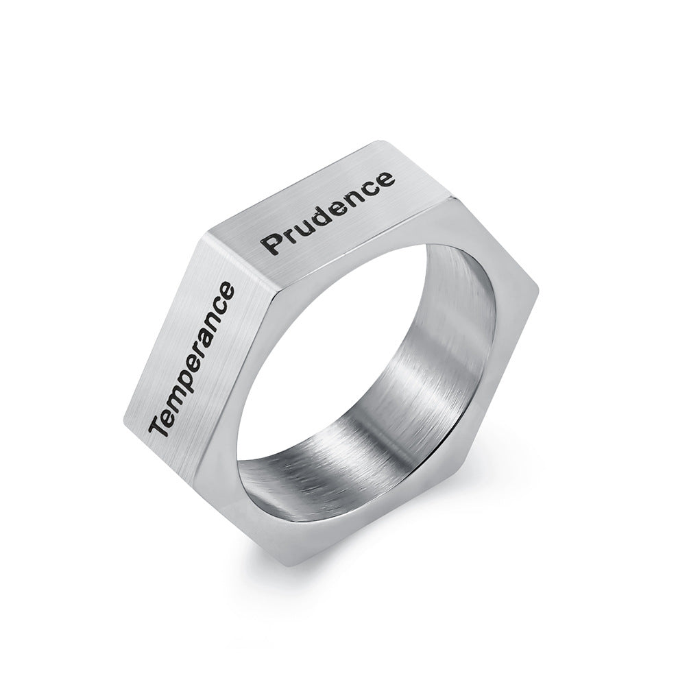 Seven Deadly Sins Seven Virtues Titanium Steel Ring for Men