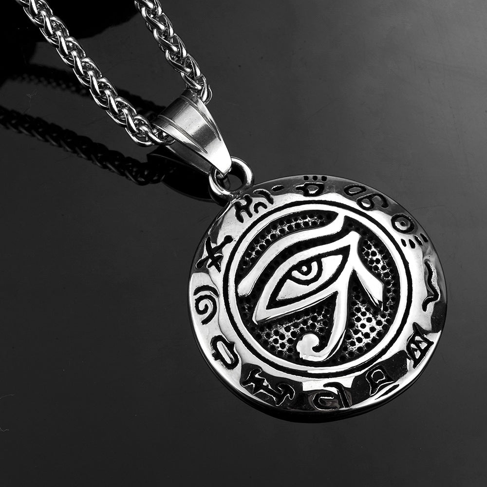 Vintage Men's Jewelry Stainless Steel Eye of Horus Pendant Necklace