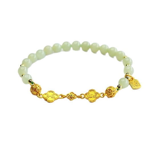 Hetian Jade Peace & Joy Beaded Bracelet