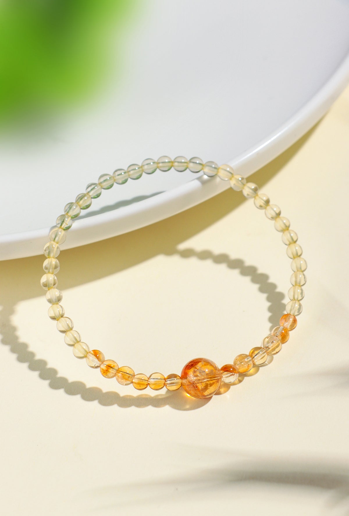 4 mm Citrine & Green Rutilated Quartz Bracelet