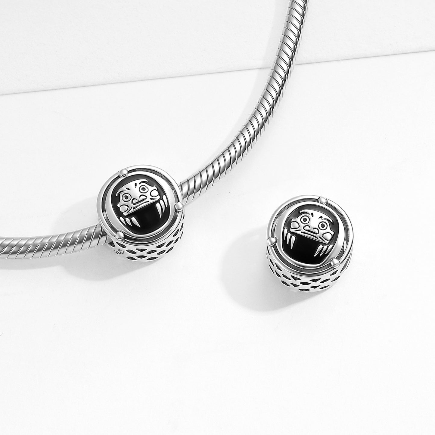 Planderful Jewelry Daruma Sterling Silver Beaded Bracelet Beading Pendant Charm Jewelry Gift