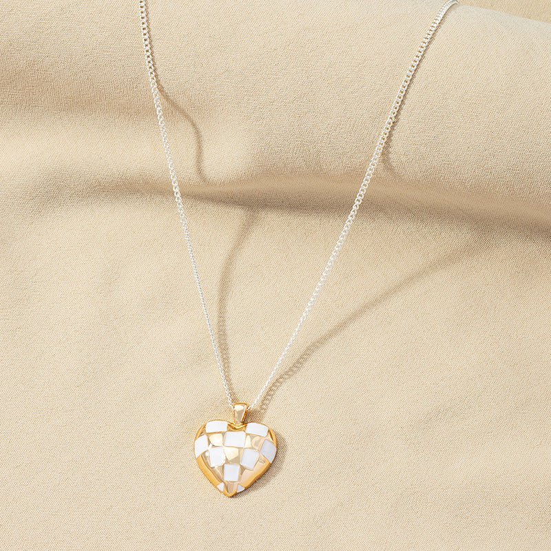 Enamel Oil Drop Heart Pendant Necklace - Wholesale Love Collarbone Chain