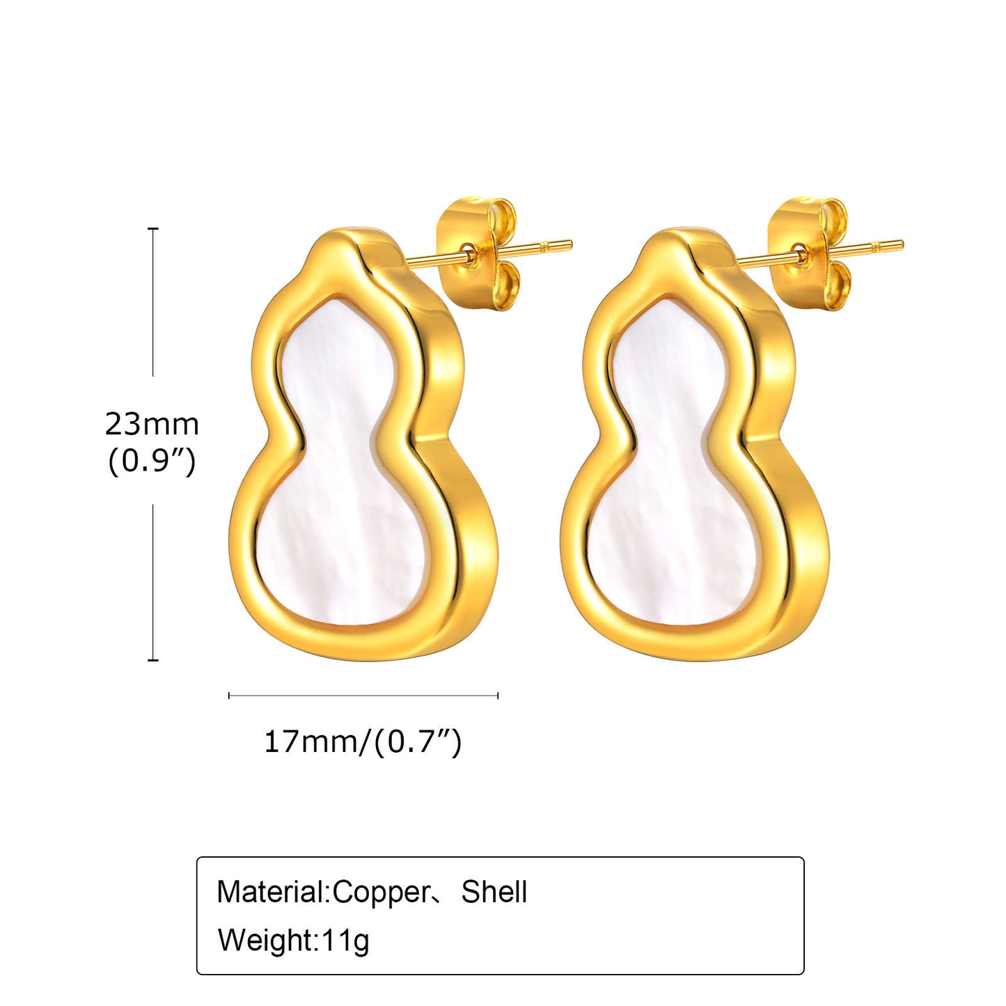 Chinese Style Shell Gourd Earrings Gold Women's Accessories