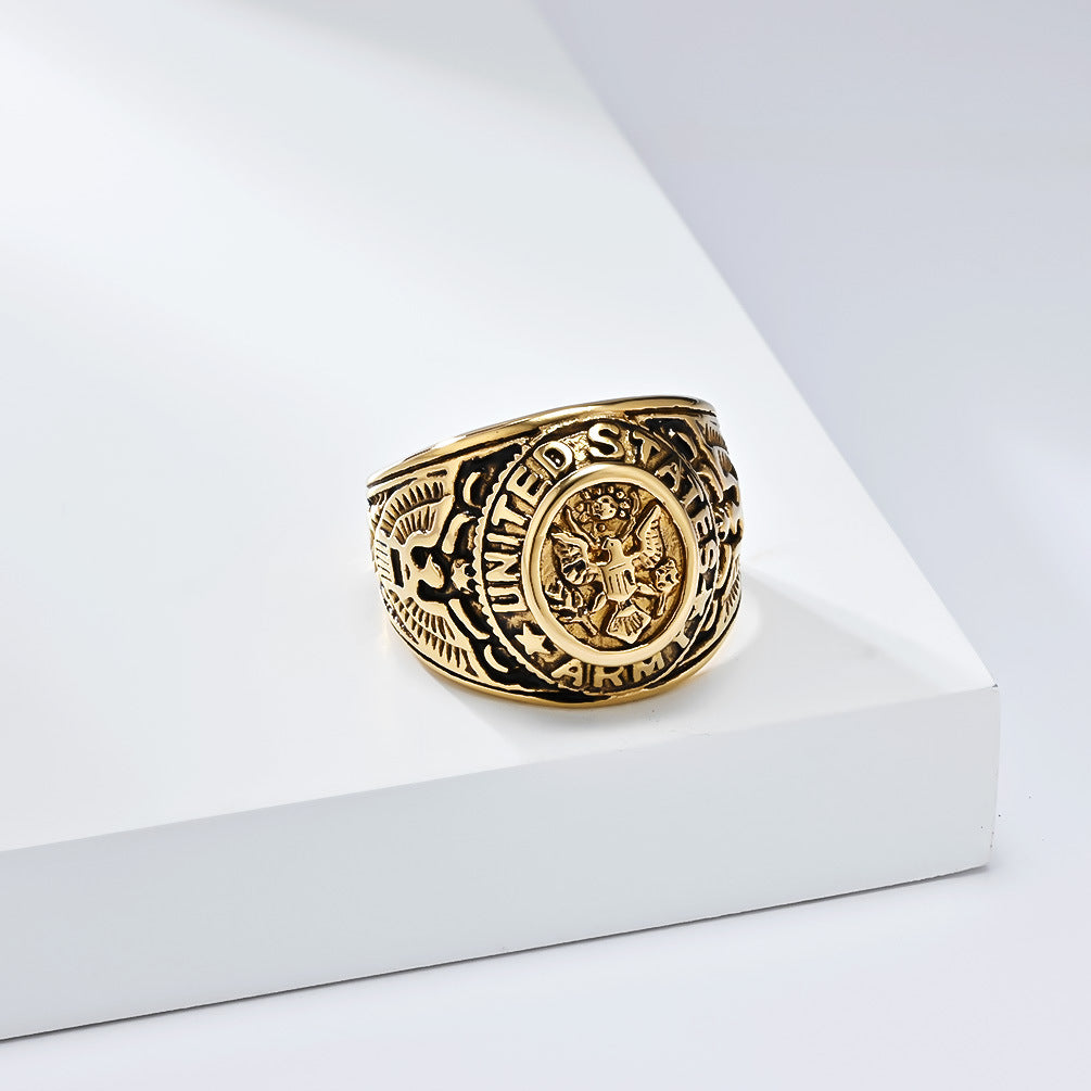European American Retro Bald Eagle Titanium Steel Ring