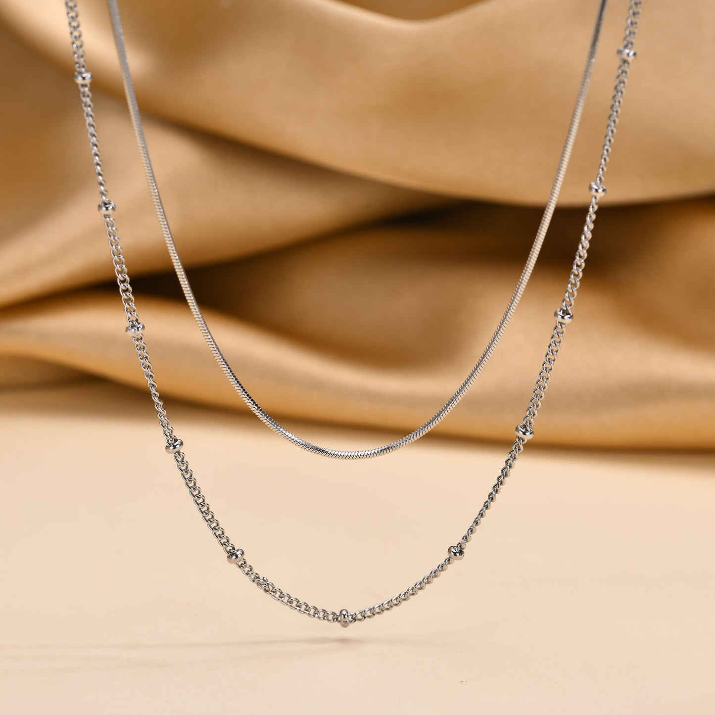 Cross-Border Jewelry Double-Layer Gold Snake Chain Necklace