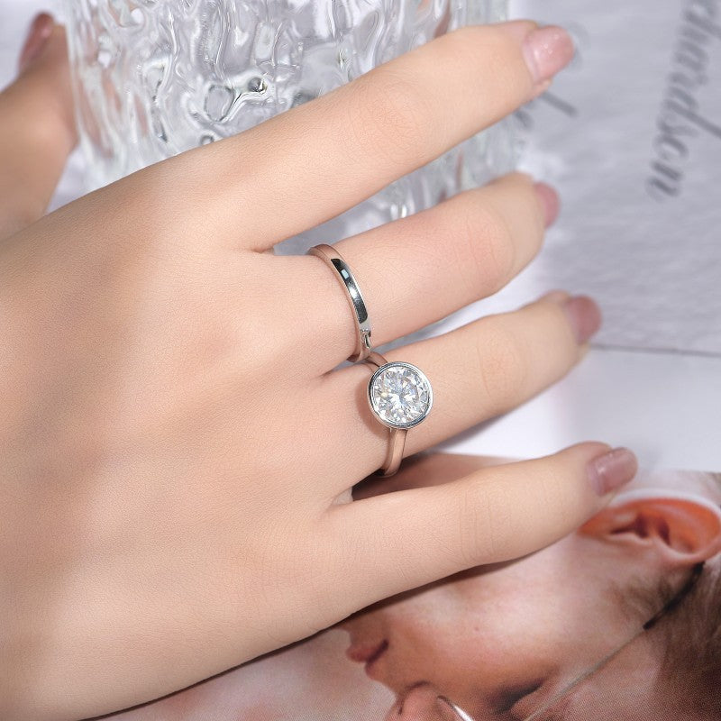 Planderful Moissanite Ring For Women 3 Carat 9mm D VVS 3EX Brilliance Engagement Stacking Jewelry