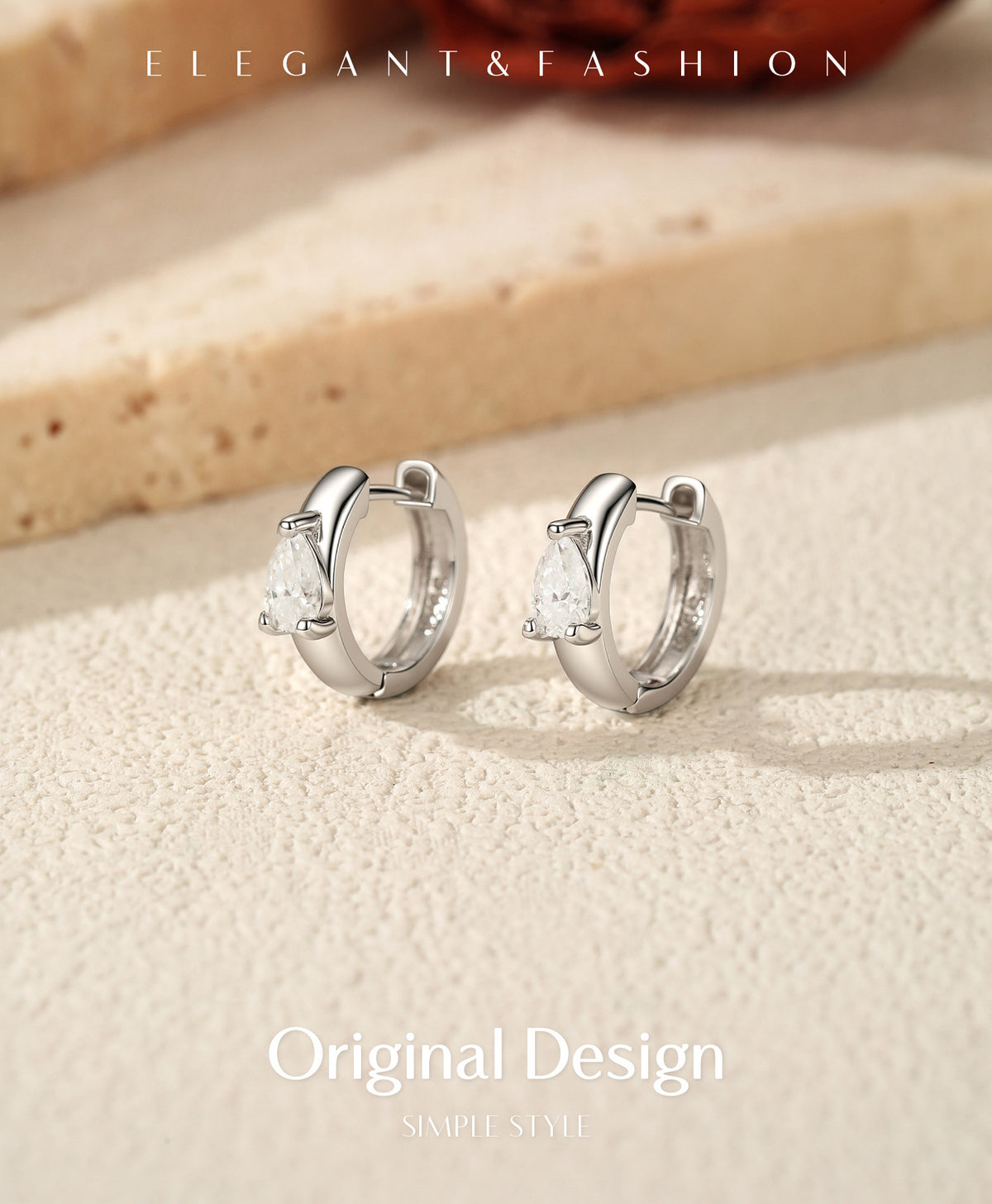 925 Sterling Silver Geometric Moissanite Hoop Earrings