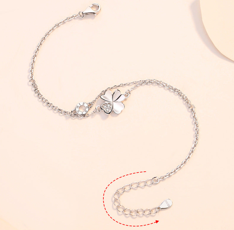 Planderful Sterling Silver Clover Bracelet For Women Elegant Giftable High End Accessory