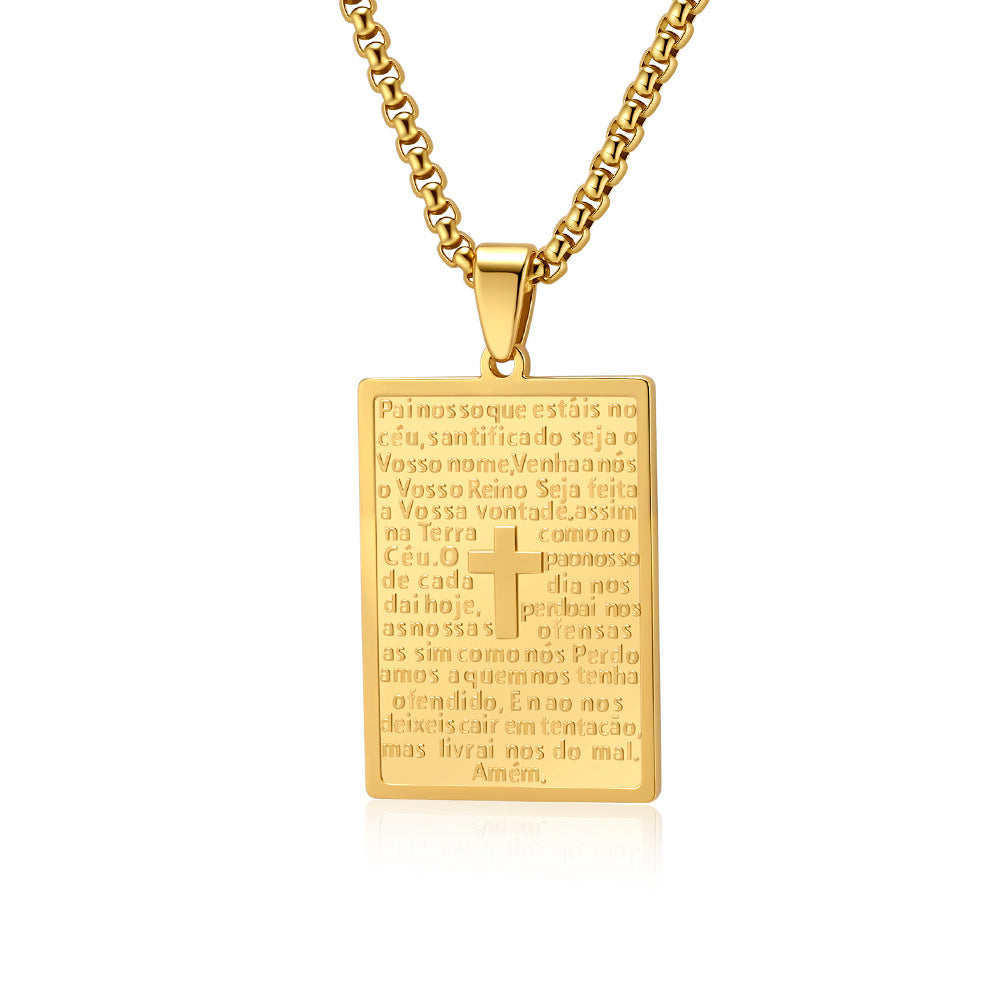 Planderful Prayer Text Titanium Steel Necklace Niche Design With Body Protection Pendant Jewelry For Spiritual Seekers