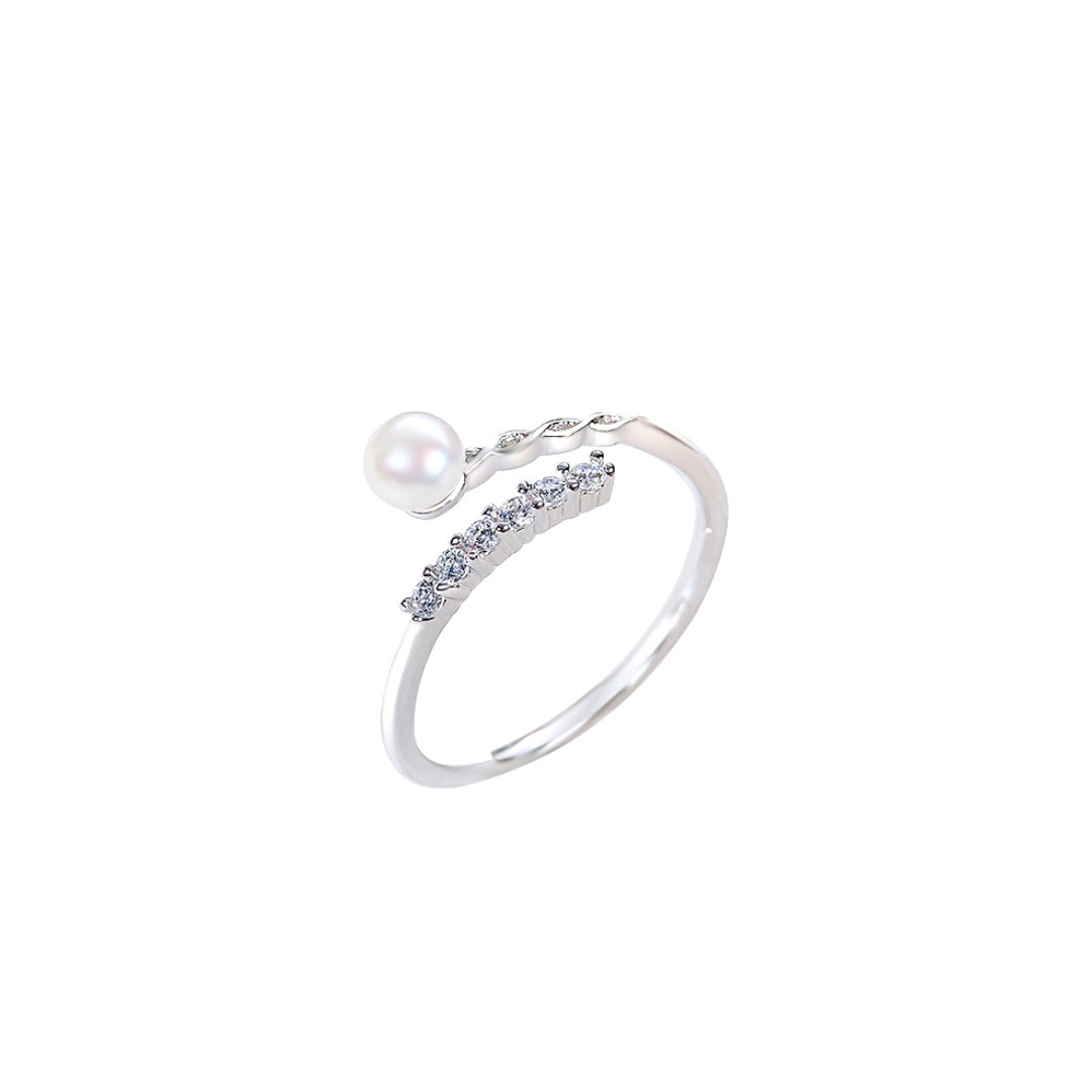 S925 Sterling Silver Freshwater Pearl Ring — Adjustable