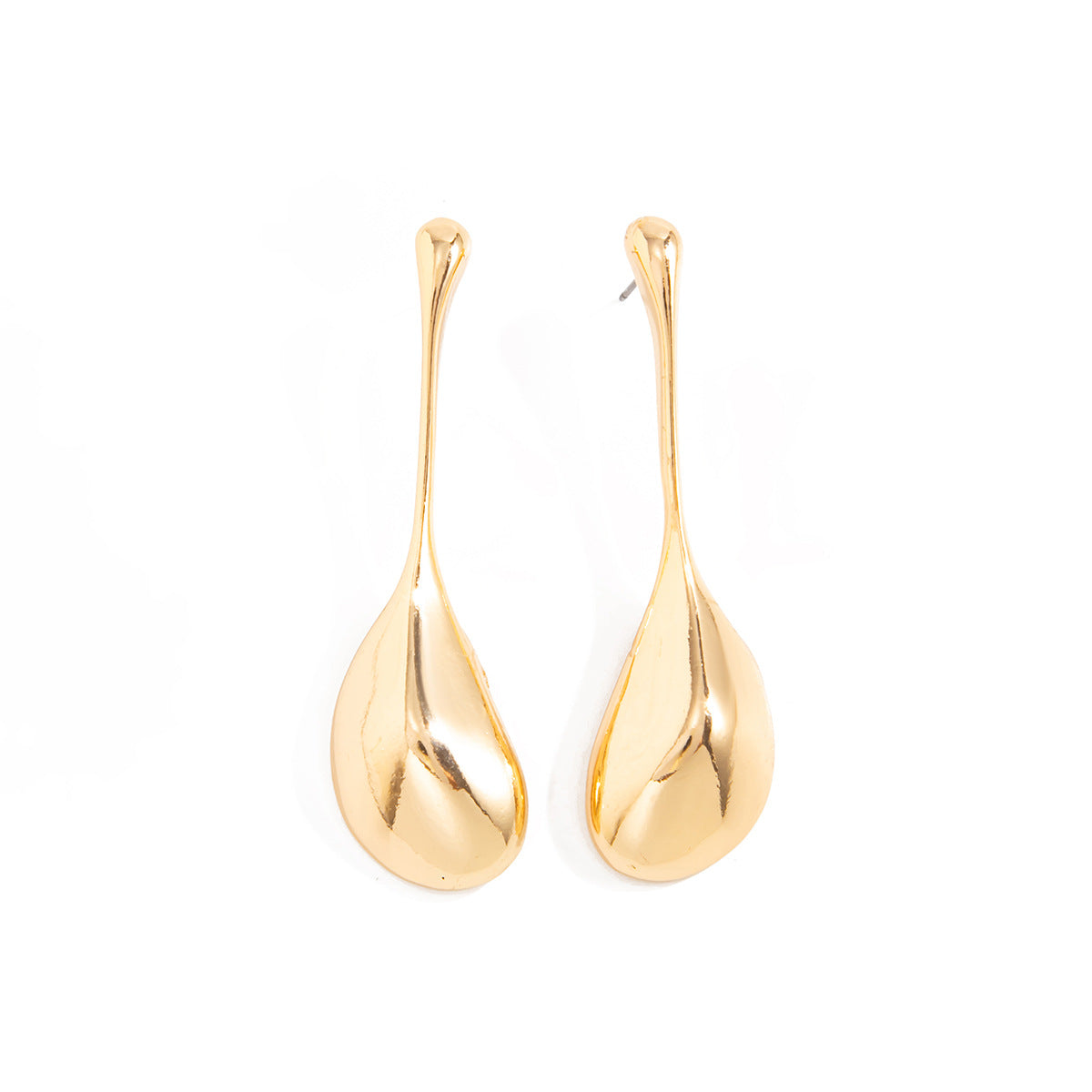 Planderful Vienna Verve Water Drop Earrings Statement Long Geometric Spoon Pendant For Modern Women