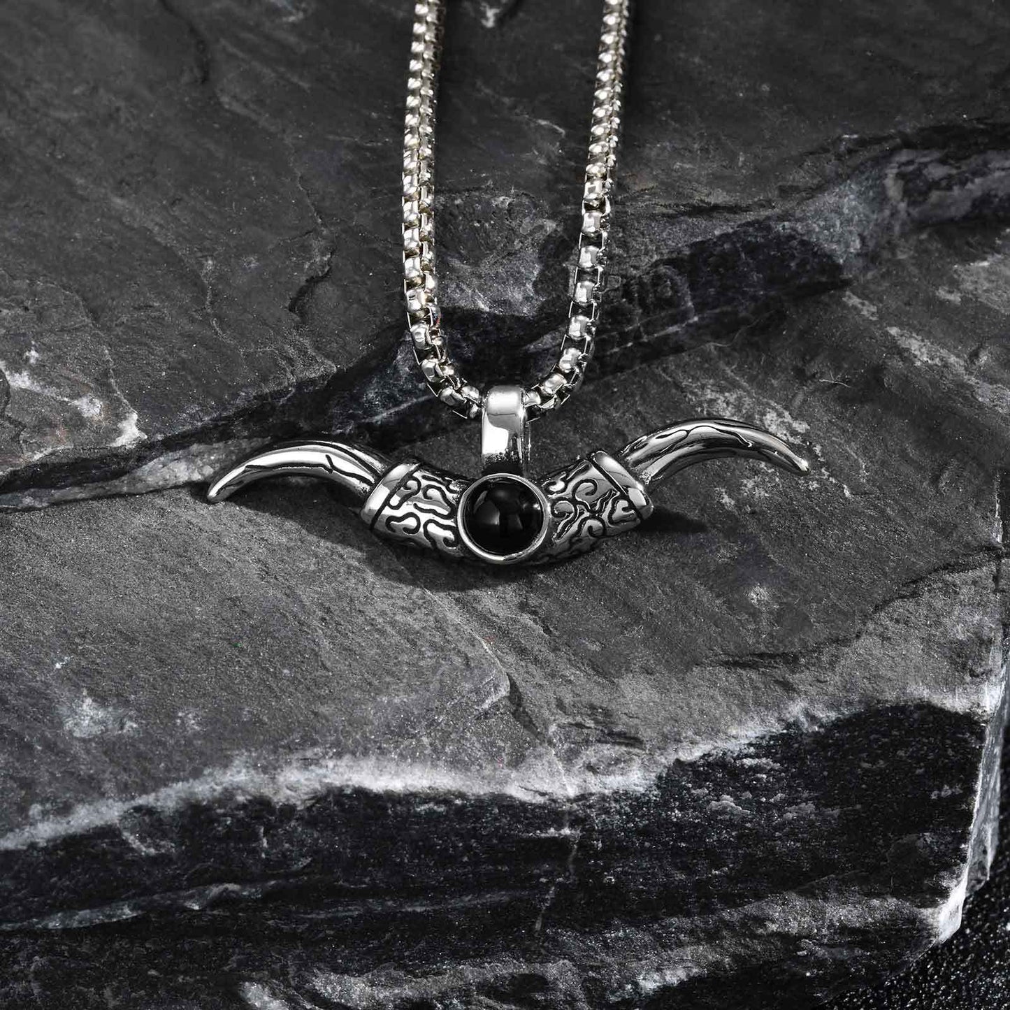Planderful Shop Bold Stainless Steel Horns Pendant For Men
