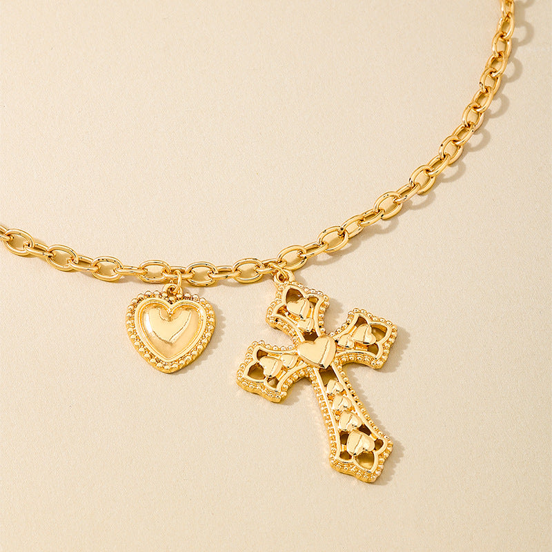 Planderful Vienna Verve Necklace – Retro Metal Cross Love Pendant