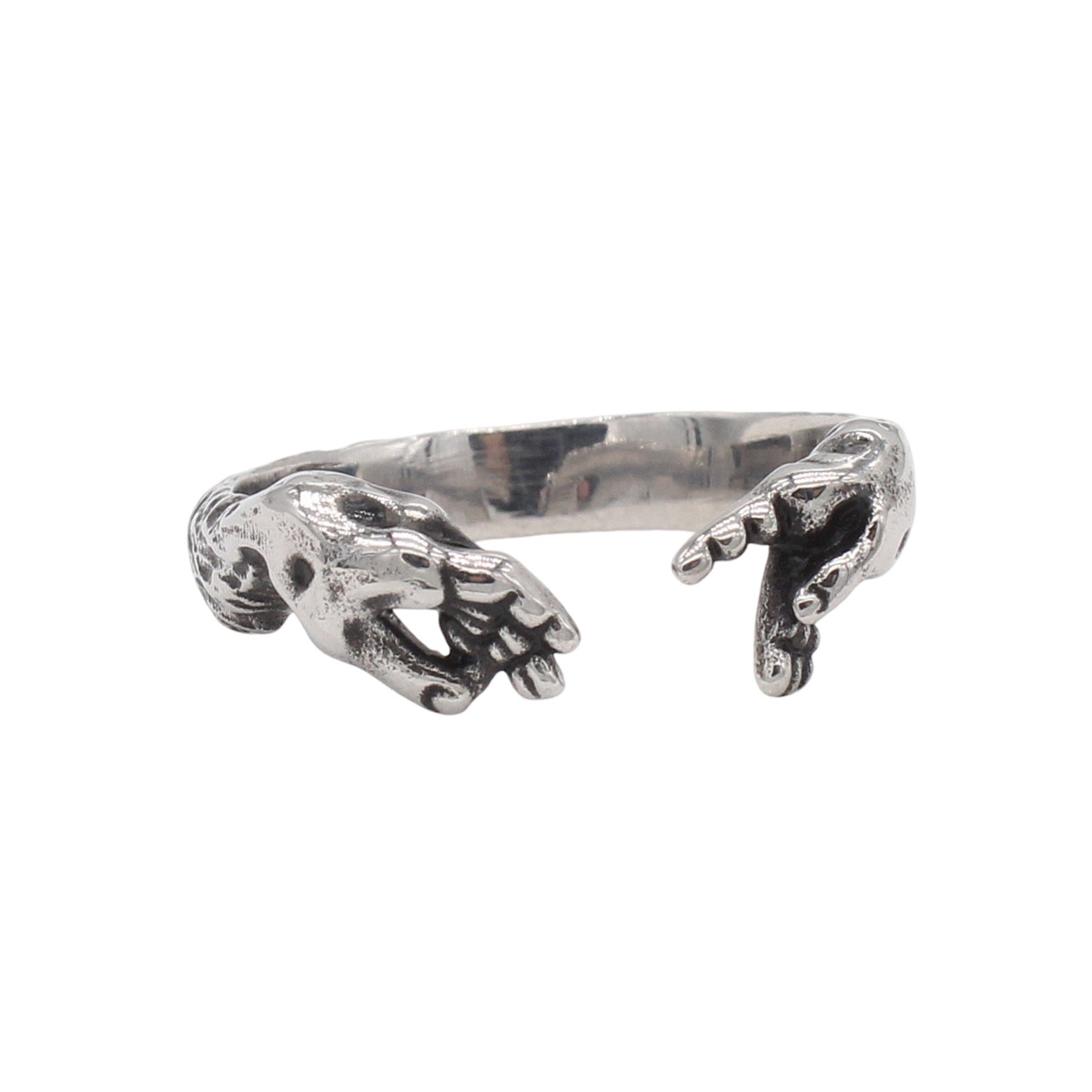 Planderful Jewelry Handshake Ring Sterling Steel Retro