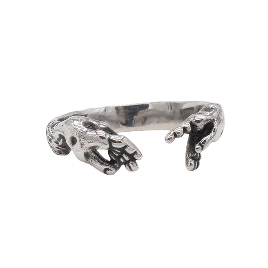 Planderful Jewelry Handshake Ring Sterling Steel Retro