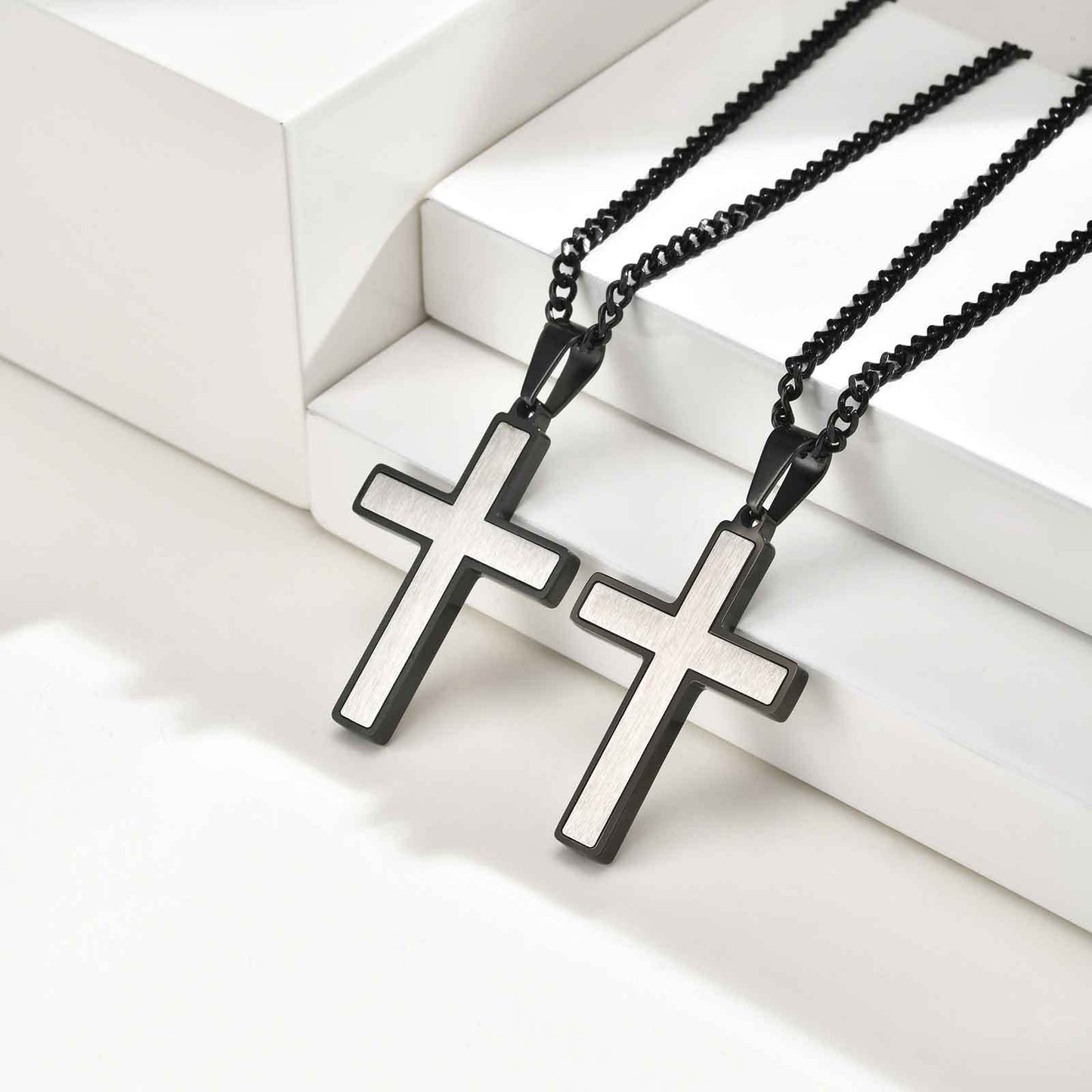 Planderful Stainless Minimalist TwoTone Cross Pendant Men
