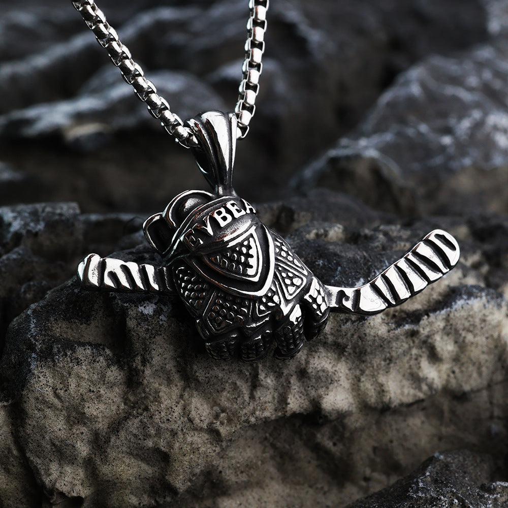 Planderful Ice Hockey Pendant For Men Retro Stainless Steel Necklace Durable Everyday Wear
