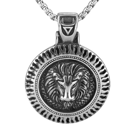 Retro Stainless Steel Men's Pendant Lion Head Necklace