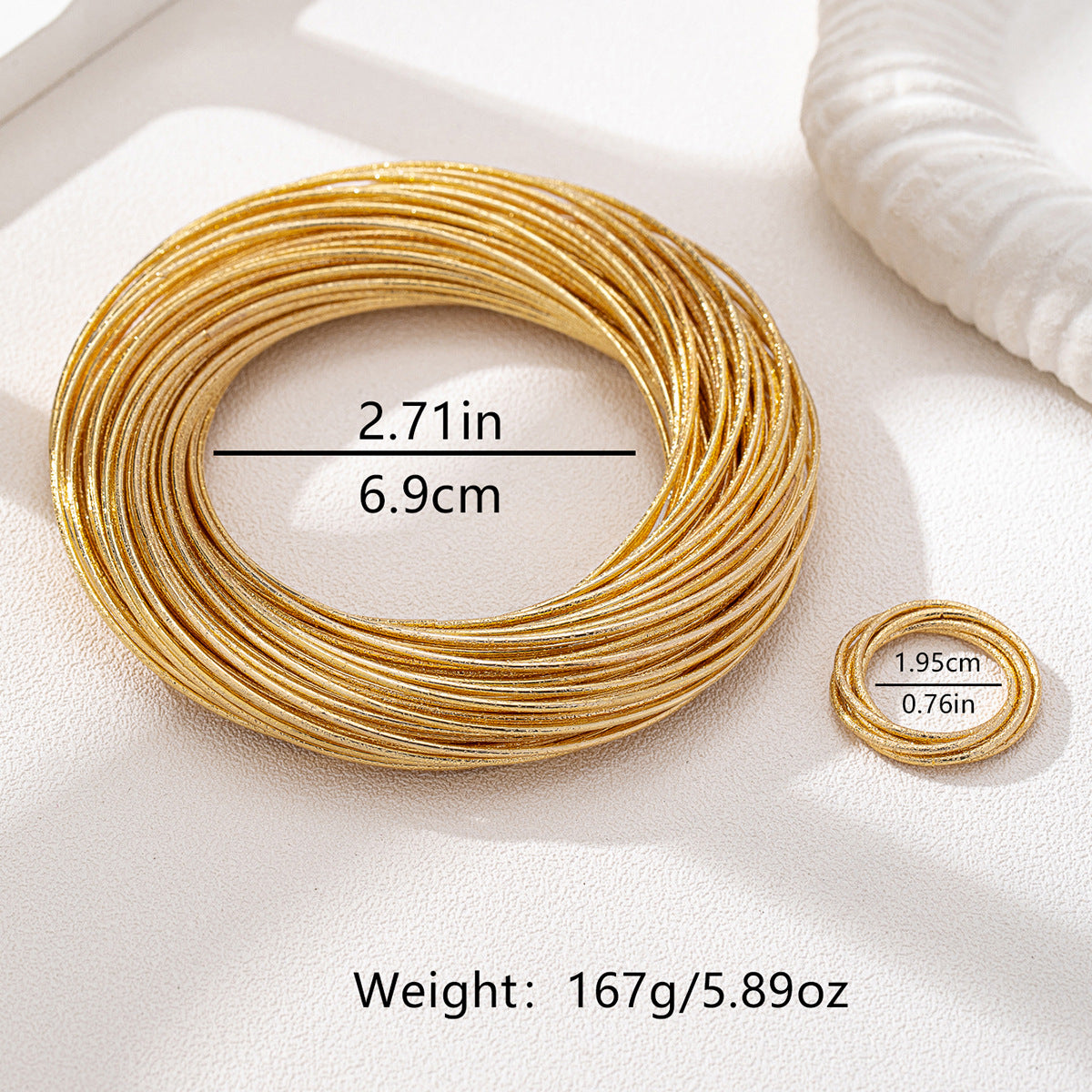 Fashionable Matte Gold Wrapped Ring Bracelet for Women