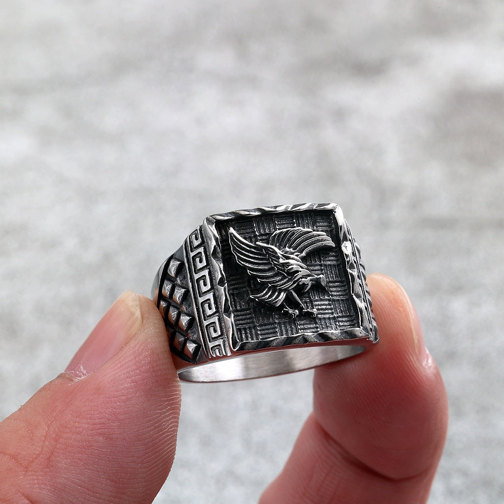 Vintage Eagle Stainless Steel Men's Ring