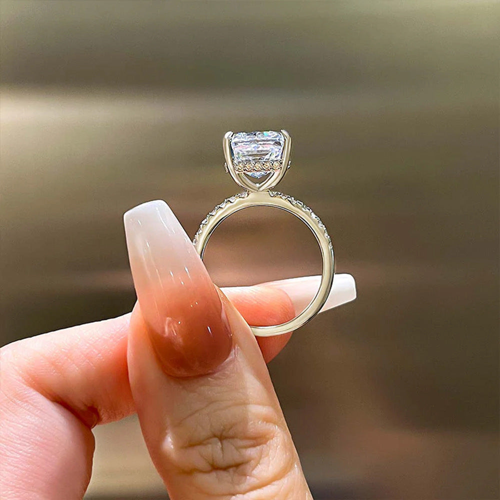 925 Sterling Silver 7 10mm Ice Flower Cut High Carbon Zircon Ring