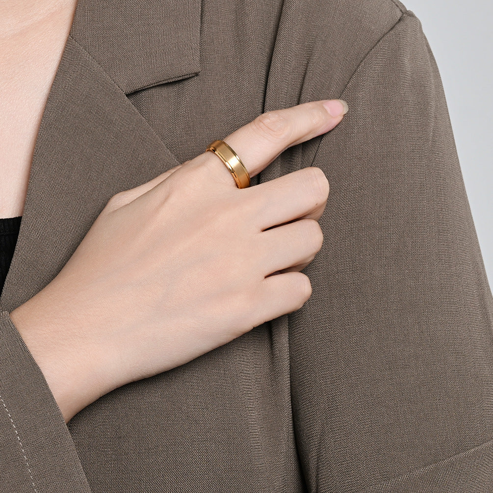 Planderful Tungsten Ring Gold Plated Unisex Minimal Band For Couples Mens Womens Jewelry