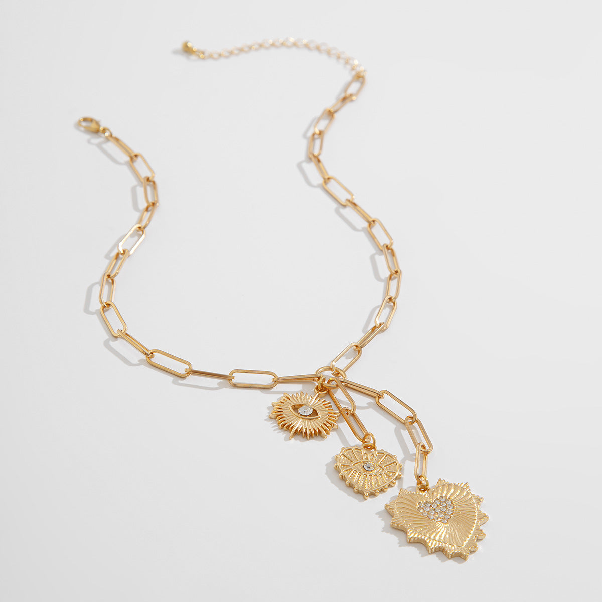 Heart, Eye & Cross Fringe Necklace
