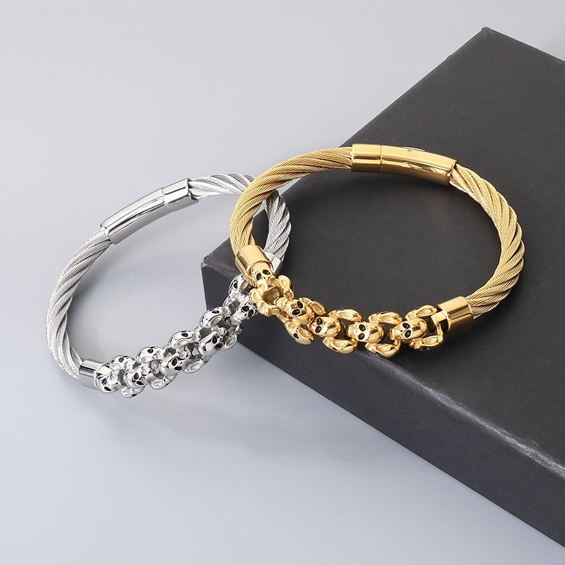 Titanium Steel Skull – Weiya Wire Steel Wire Layered Ghost Head Men's Bracelet
