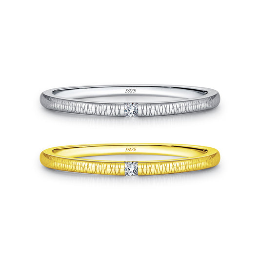 Planderful Everyday Genie Ring – Premium Textured Sterling Silver with Irregular Zircon Accent