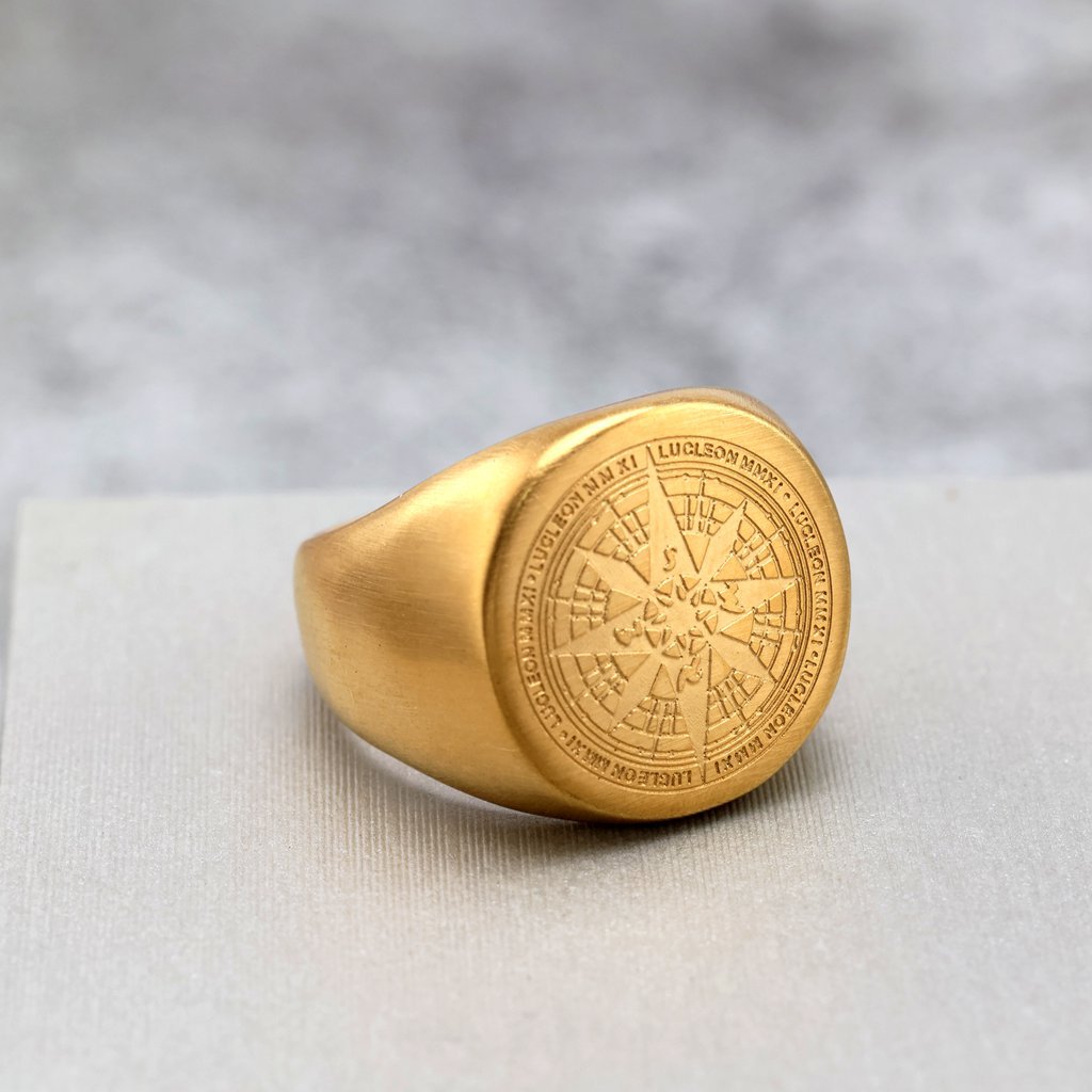 Vintage Compass Stainless Steel Men's Ring