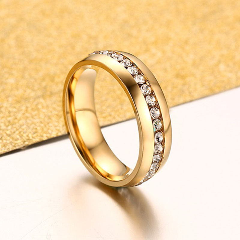 Fashion Jewelry Couple Sticky Zircon Ring Gold-Plated