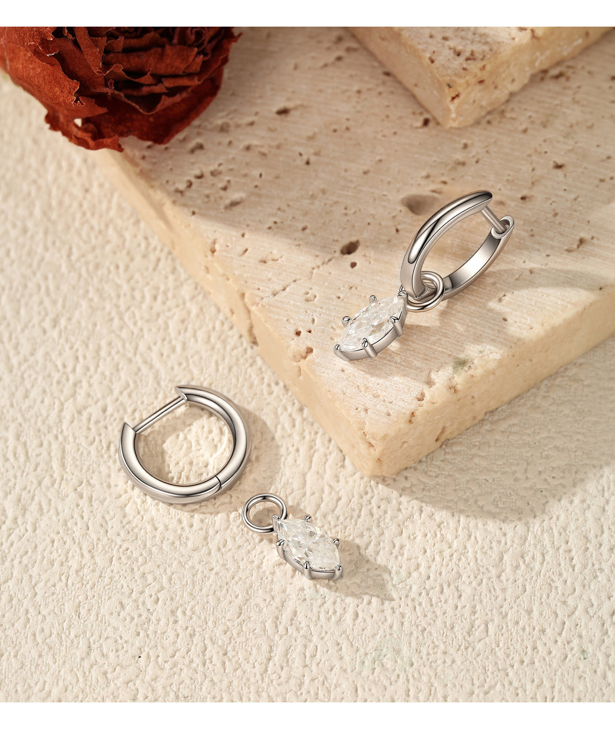 925 Sterling Silver Marquise Moissanite Earrings