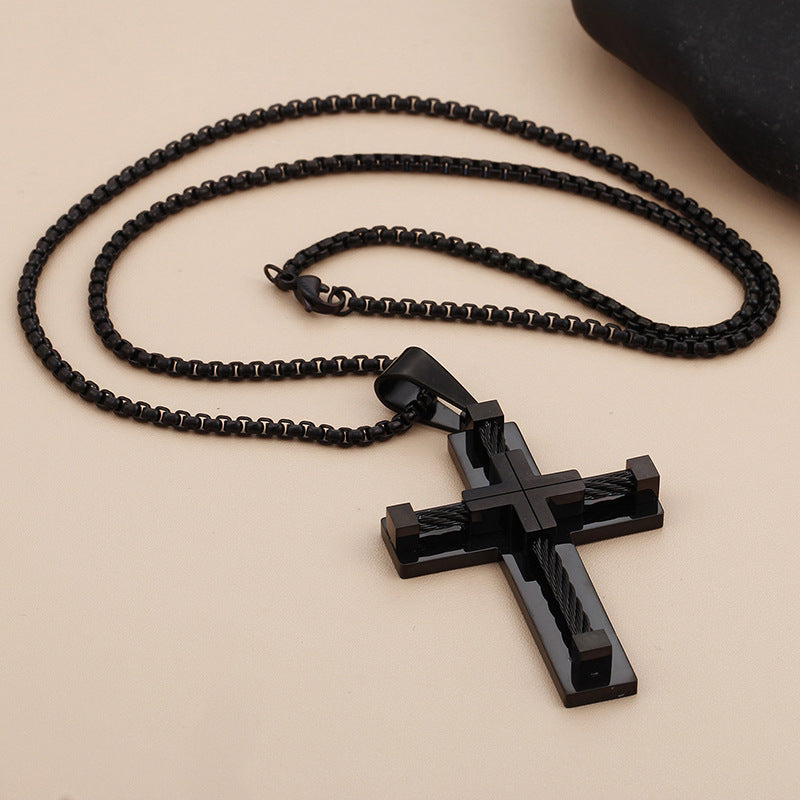 Men's Cross Pendant in Titanium Steel and Stainless Steel Jewelry
